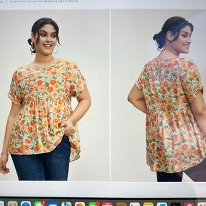 BloomChic Orange and Green Blouse Vibrant Top